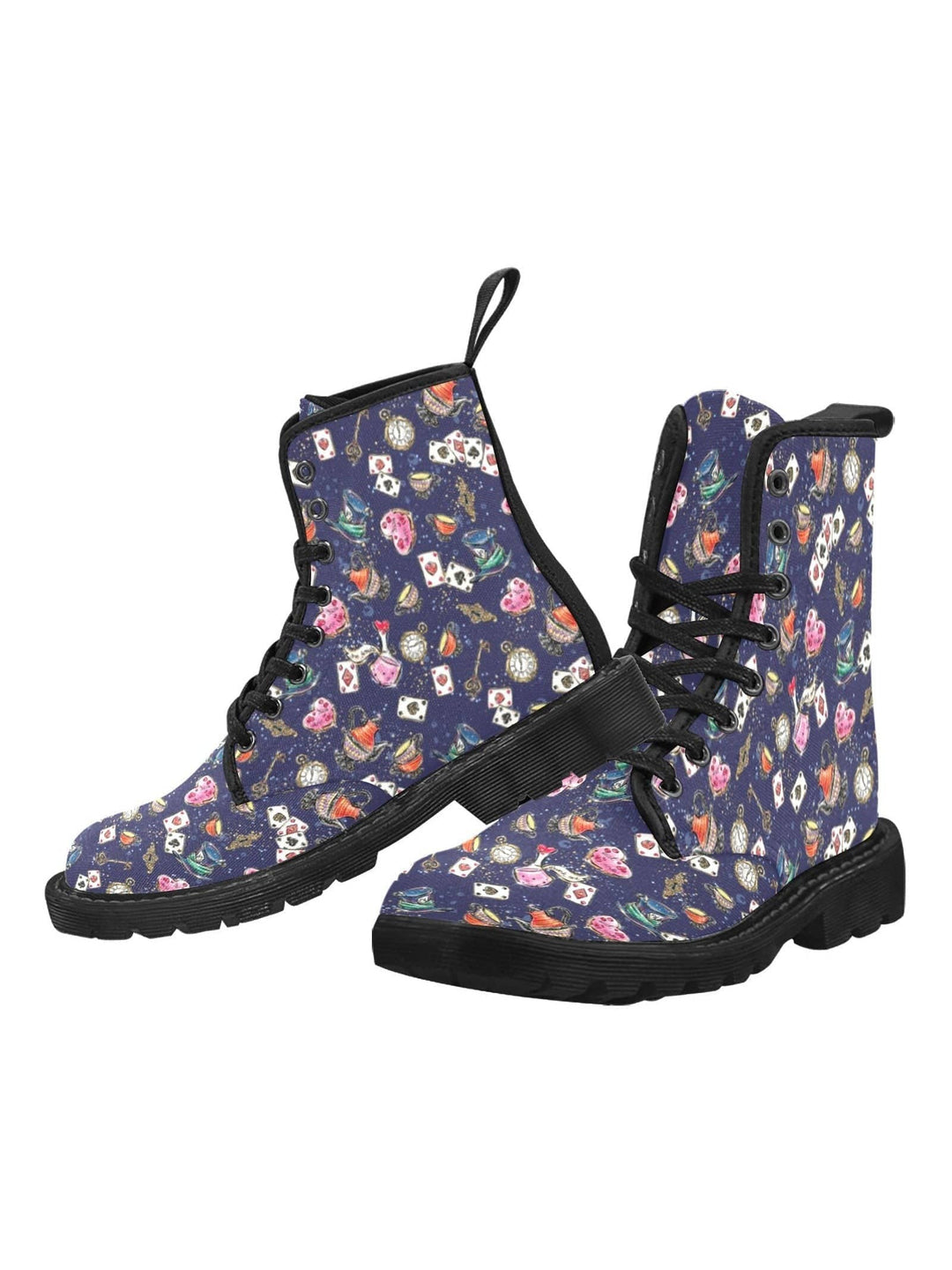 Alice In Wonderland Women's Lace Up Canvas Boots - Poison Arrow Retro