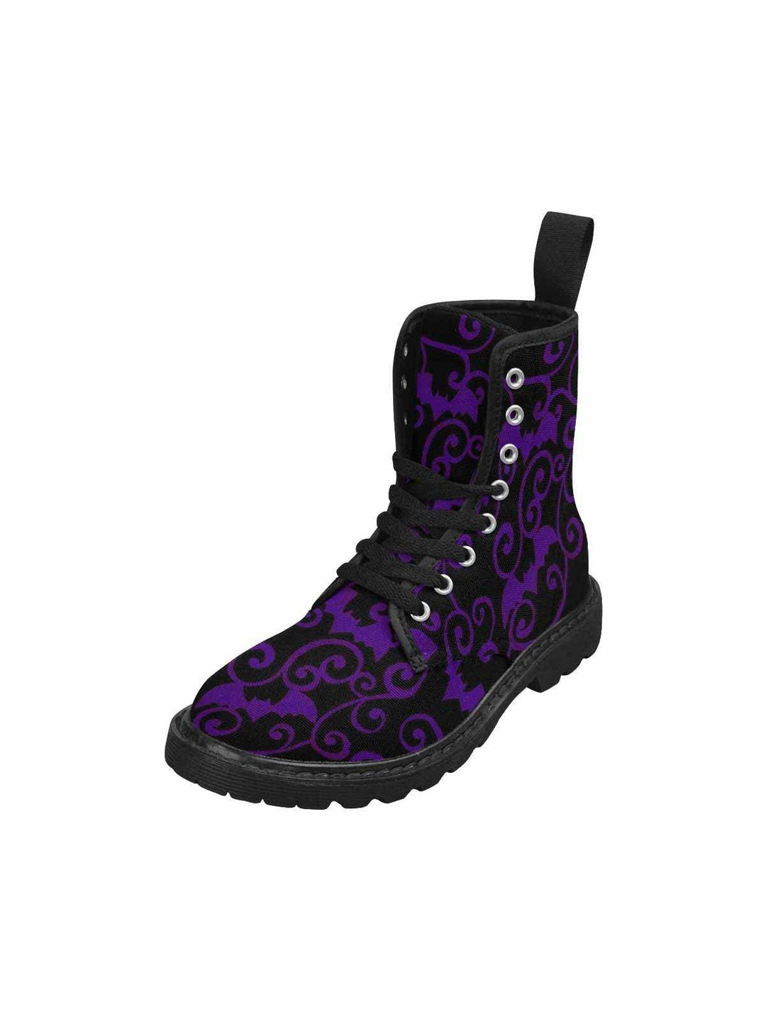 Antique Bats Purple Lace Up Combat Boots