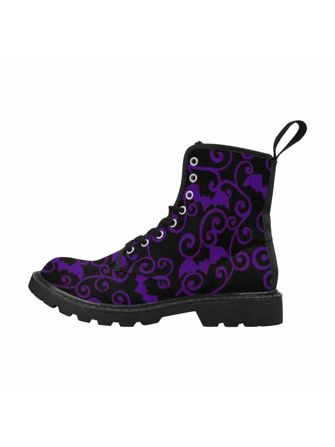 Antique Bats Purple Lace Up Combat Boots