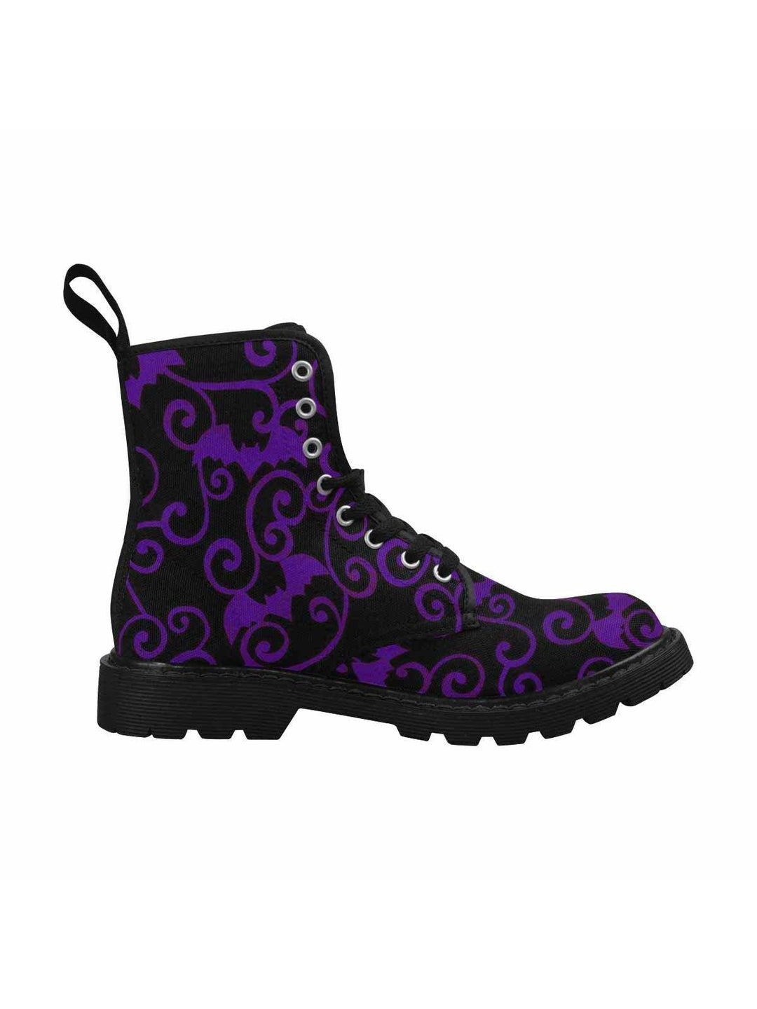 Antique Bats Purple Lace Up Combat Boots