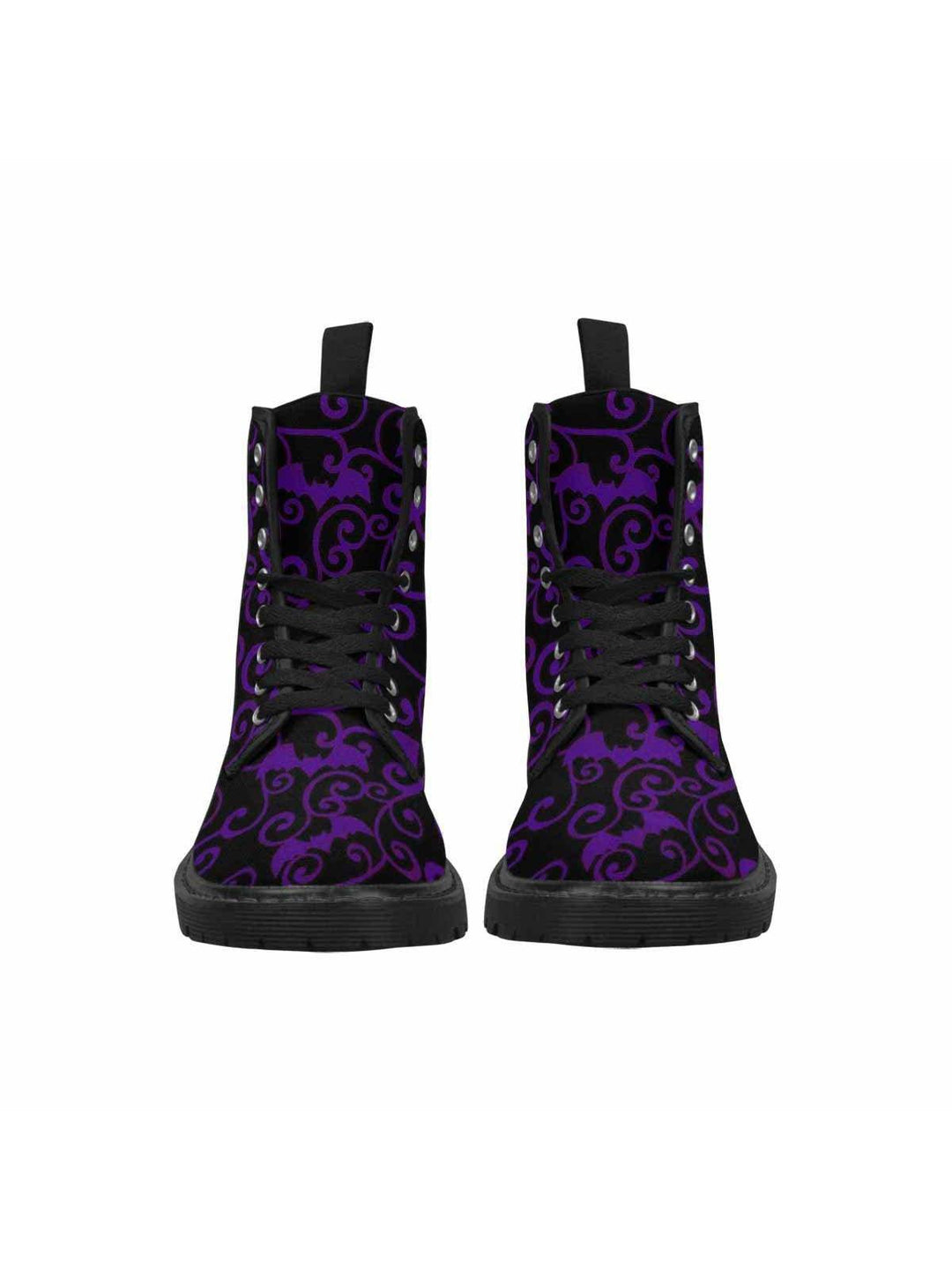 Antique Bats Purple Lace Up Combat Boots - Poison Arrow Retro