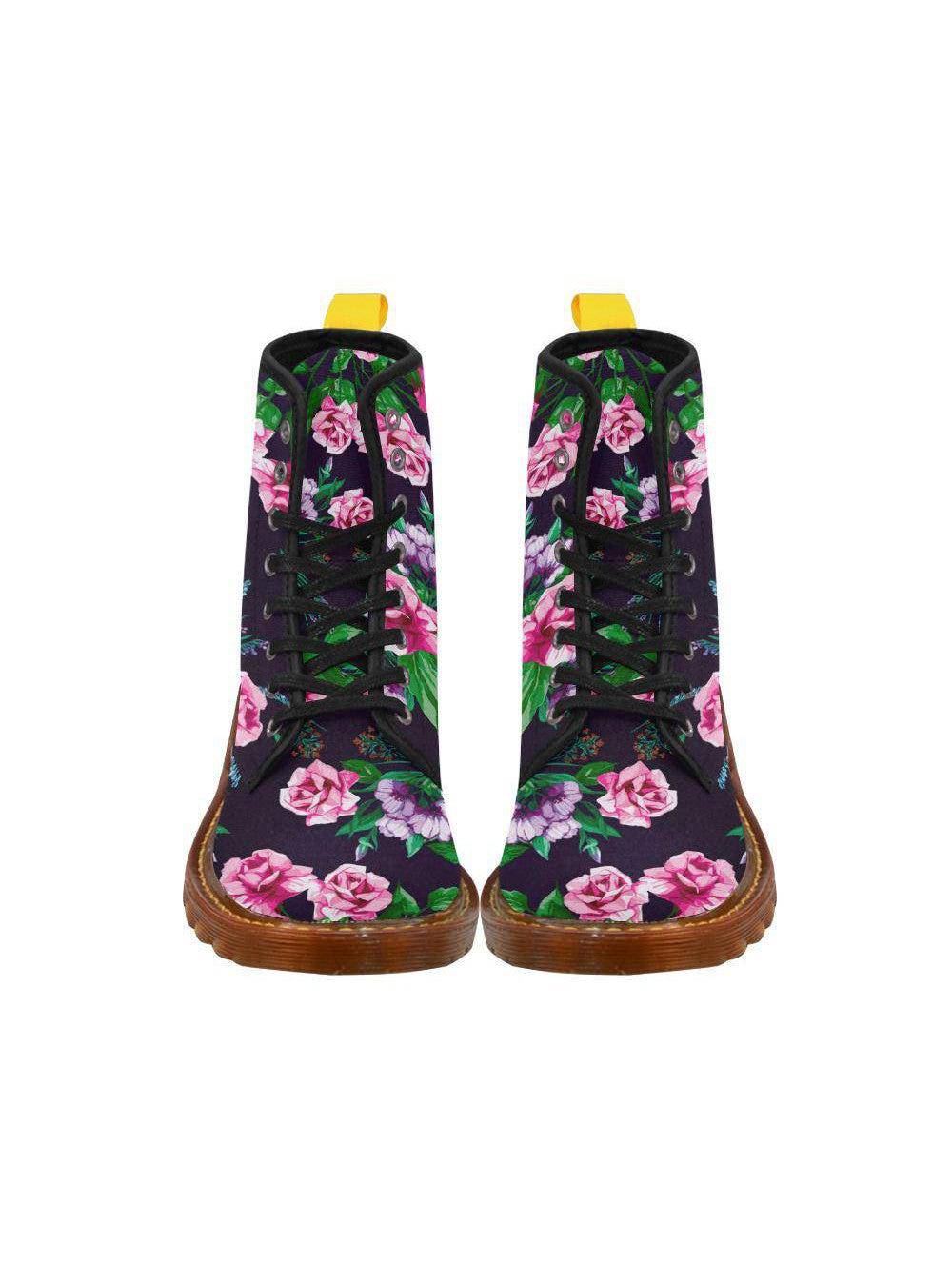 Antique Roses Women's Lace Up Combat Boots - Poison Arrow Retro