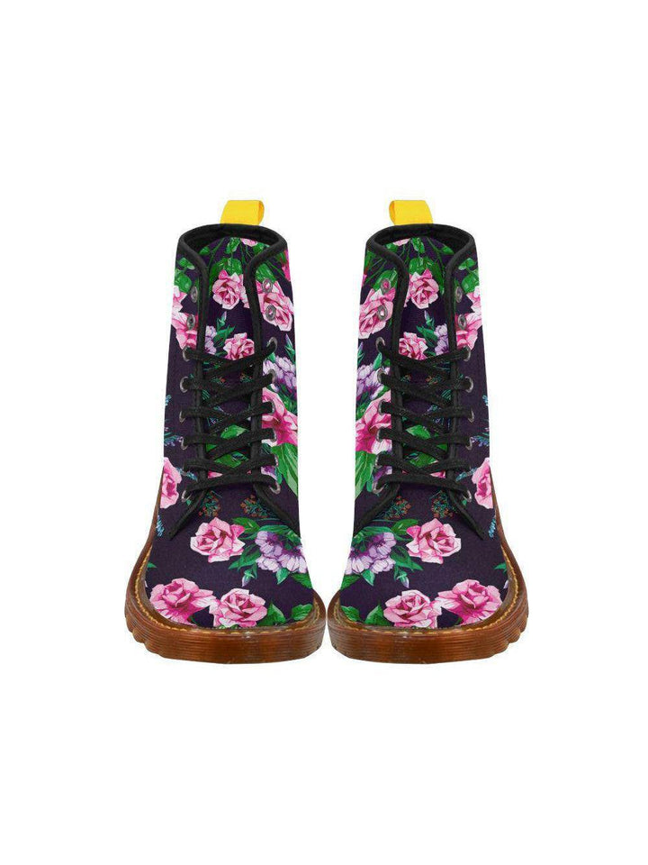 Antique Roses Women's Lace Up Combat Boots - Poison Arrow Retro