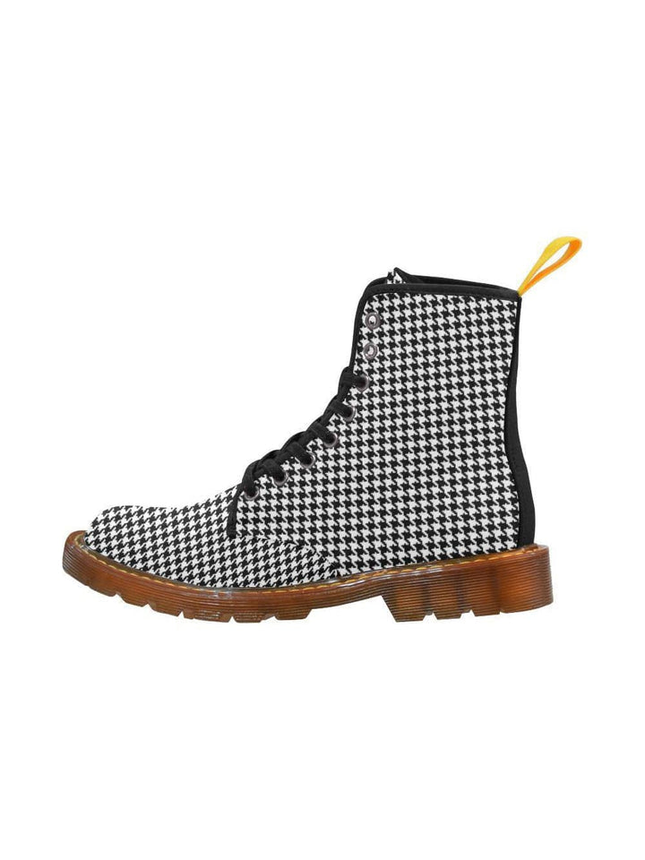 Houndstooth Check Women's Lace Up Combat Boots