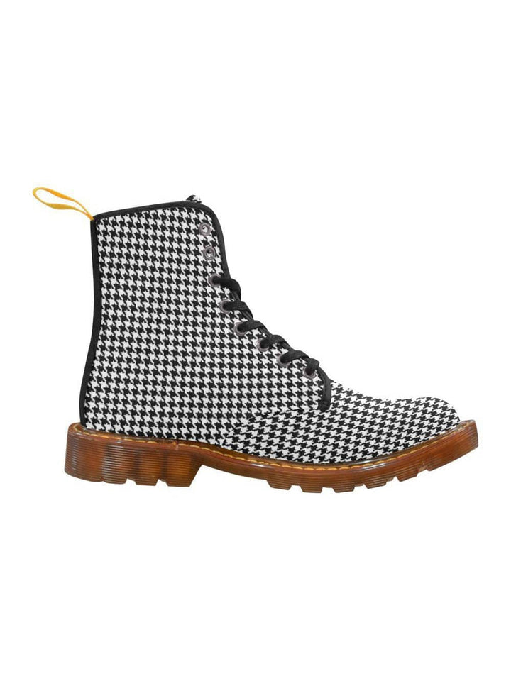 Houndstooth Check Women's Lace Up Combat Boots