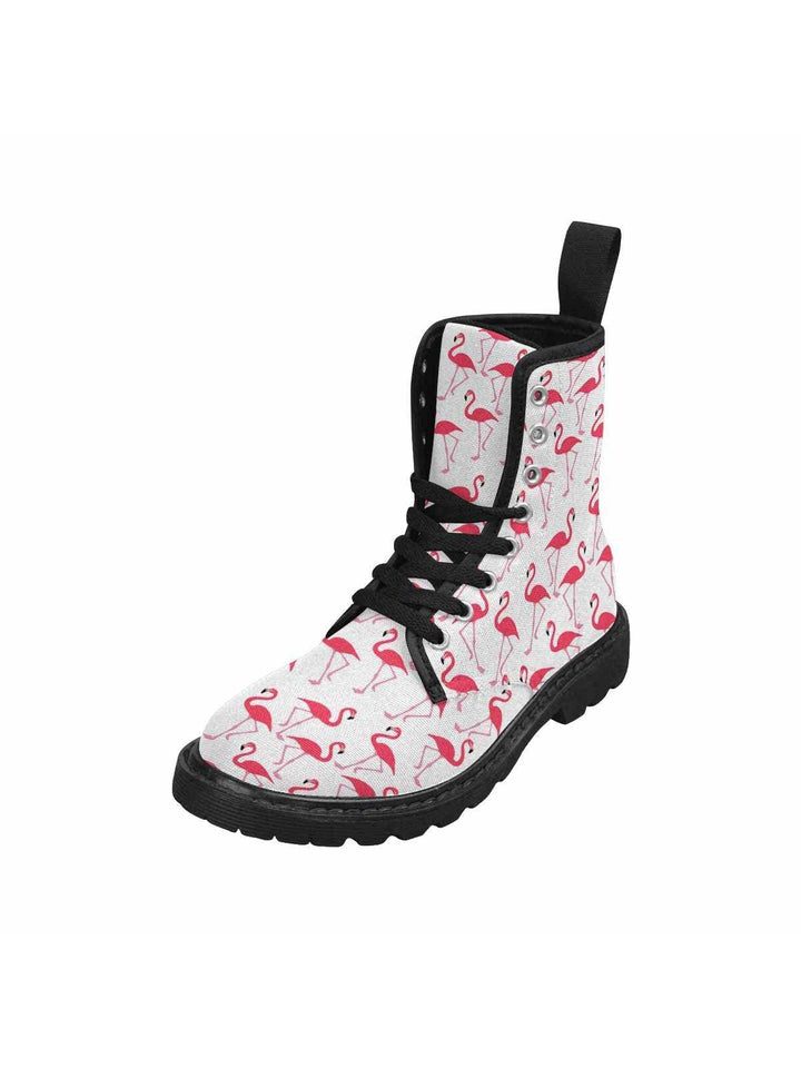 Pink Flamingos Lace Up Combat Boots