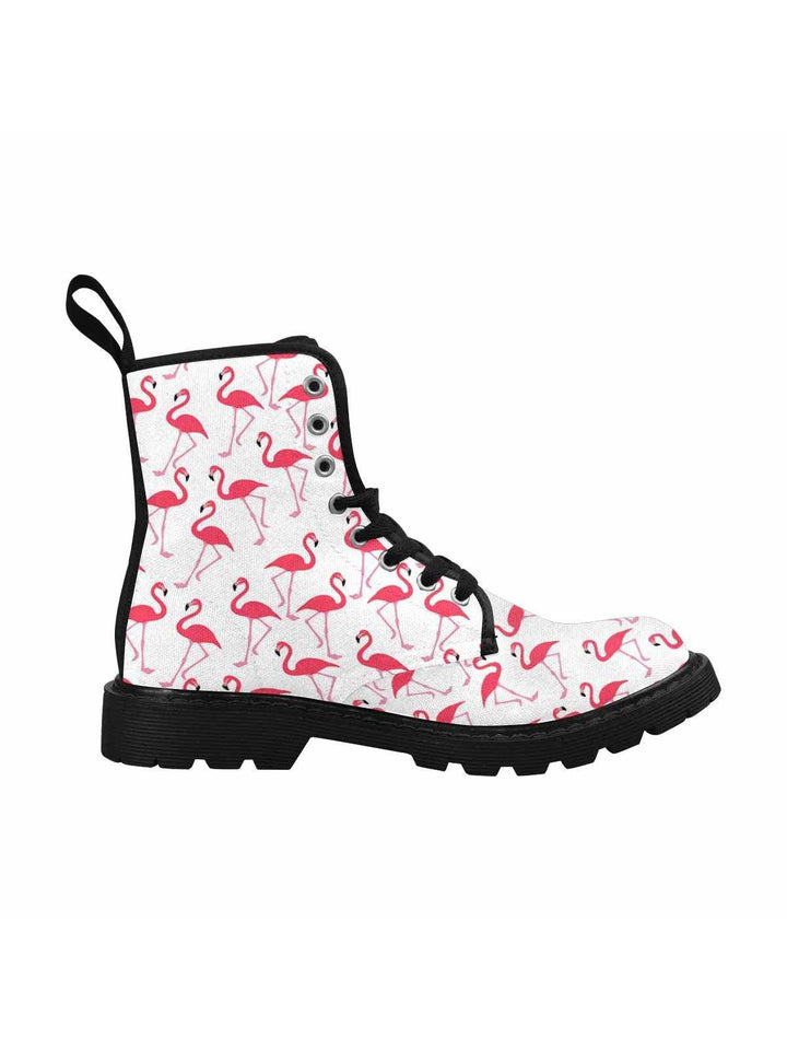 Pink Flamingos Lace Up Combat Boots