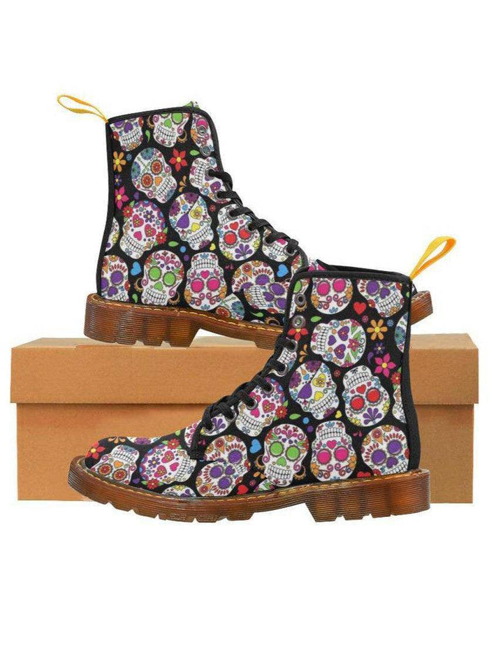 Sugar Skulls Women's Lace Up Combat Boots