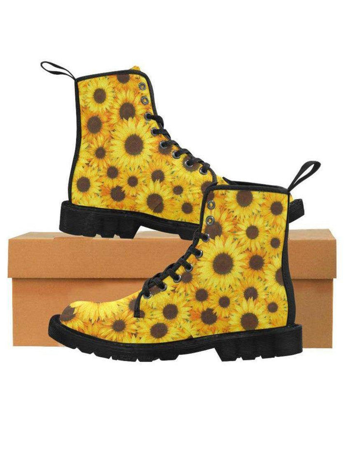 SUNFLOWERS  Women's Lace Up Canvas Boots