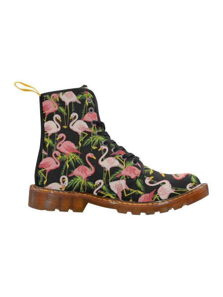 Black Flamingos Women's Lace Up Combat Boots