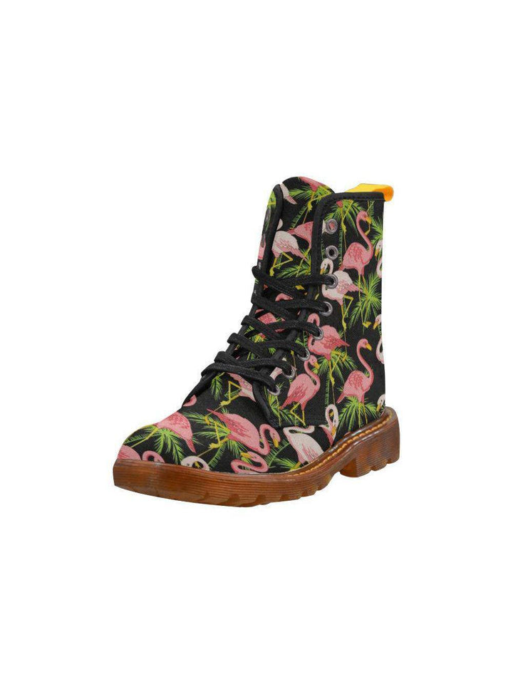 Black Flamingos Women's Lace Up Combat Boots