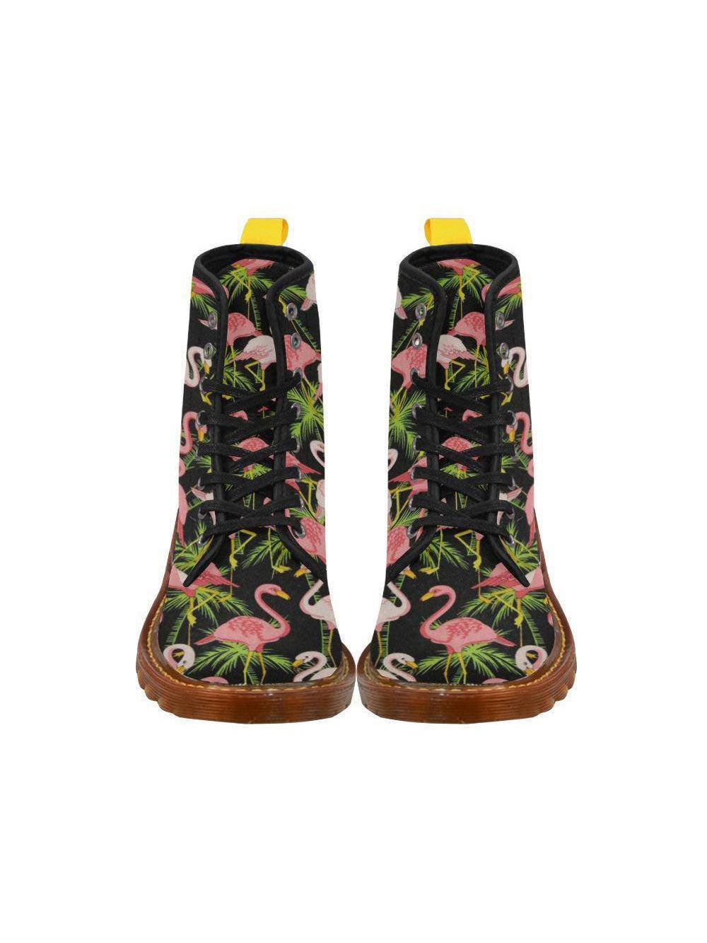 Black Flamingos Women's Lace Up Combat Boots