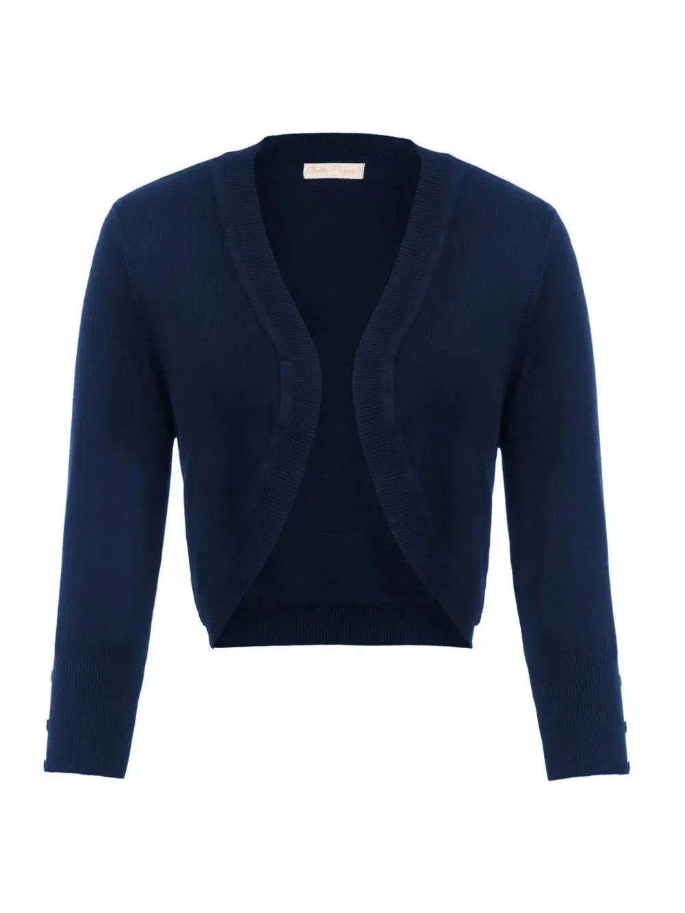 Navy Blue Knitted Bolero 3/4 Sleeve - Poison Arrow Retro