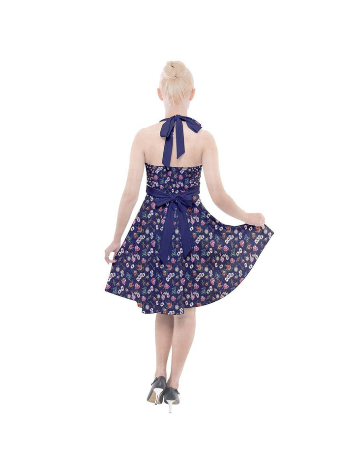 ALICE IN WONDERLAND HALTER PARTY SWING DRESS - Poison Arrow Retro