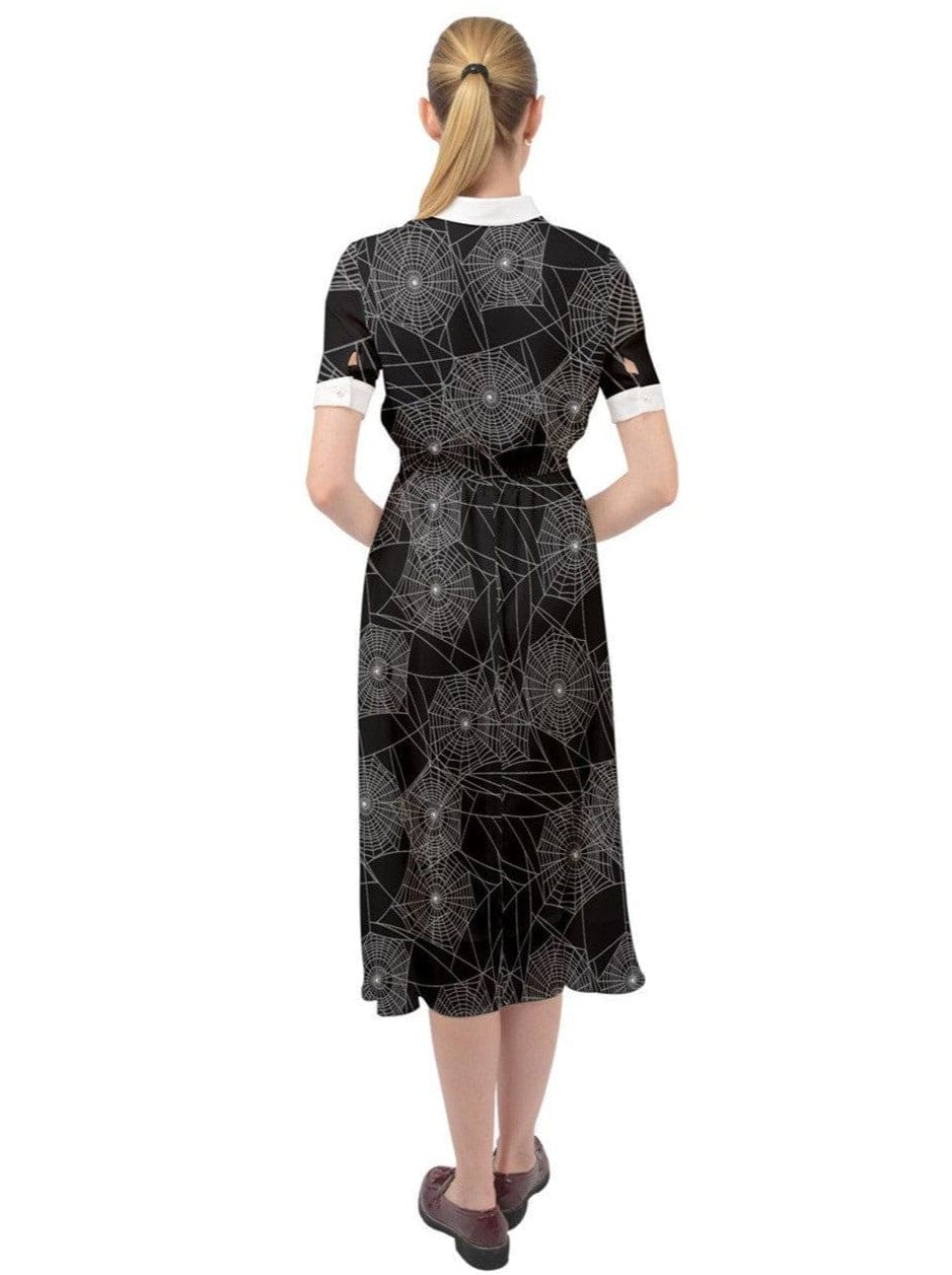 Anansie Spiderweb 1940s Vintage Keyhole Neckline Dress - Poison Arrow Retro