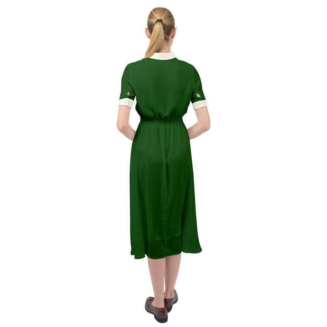 AVA 1940s Vintage Keyhole Neckline Dress Bottle Green - Poison Arrow Retro