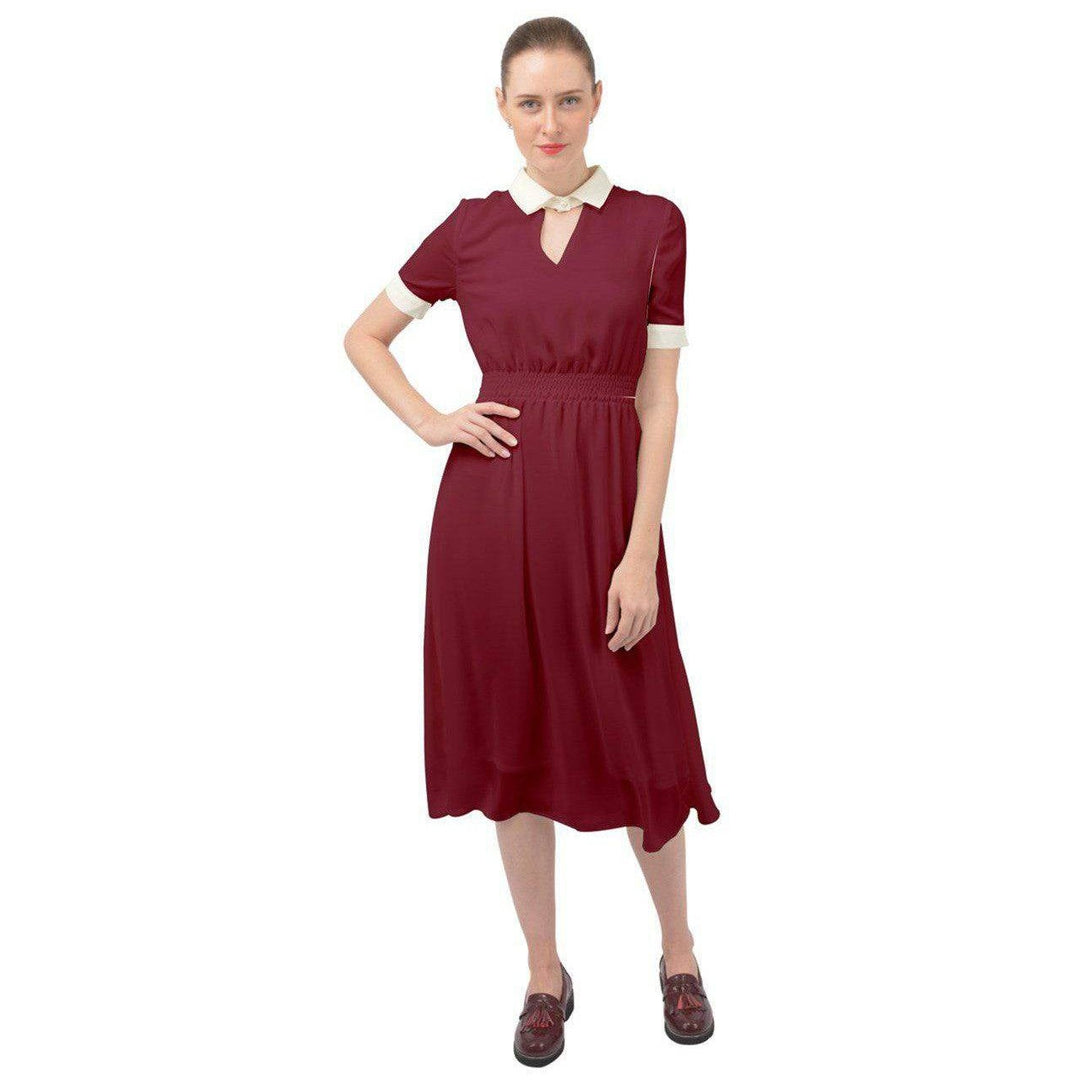 AVA 1940s Vintage KEYHOLE NECKLINE DRESS BURGUNDY - Poison Arrow Retro