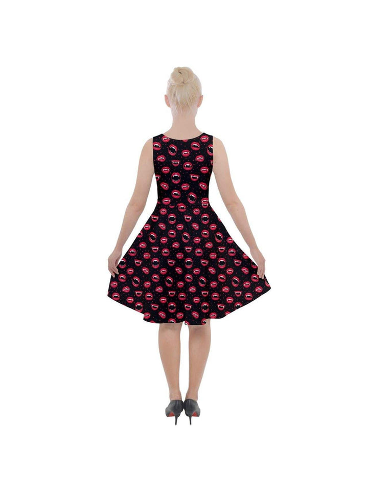 BITE ME! Knee Length Skater Dress With Pockets - Poison Arrow Retro