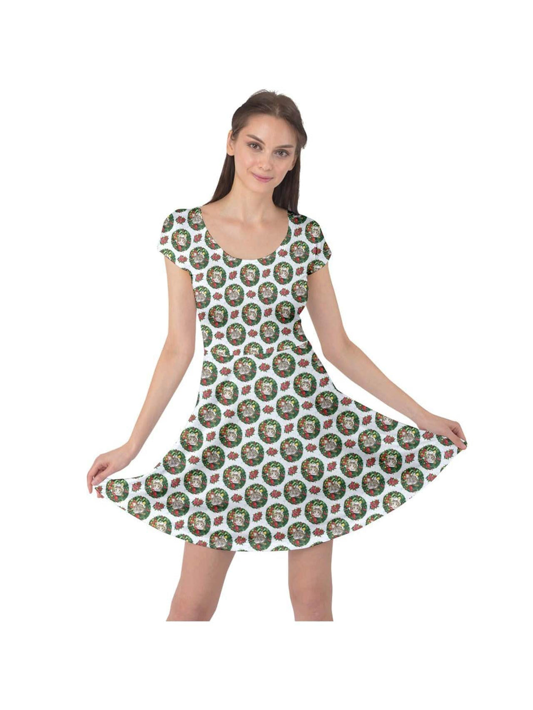 Christmas Cats Cap Sleeve Dress - Poison Arrow Retro