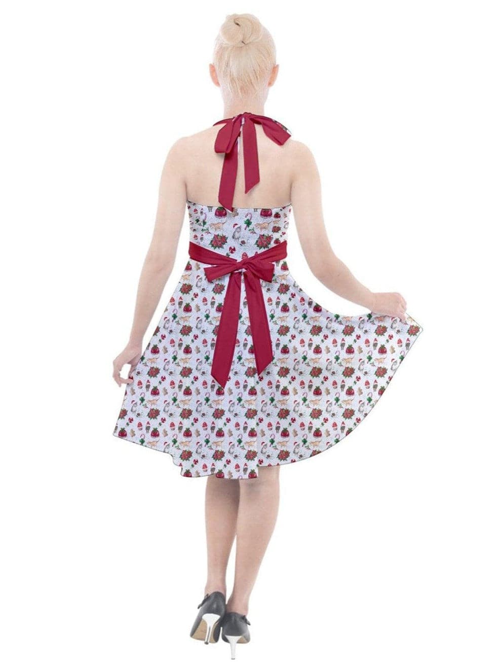 Christmas Cats Halter Party Swing Dress - Poison Arrow Retro