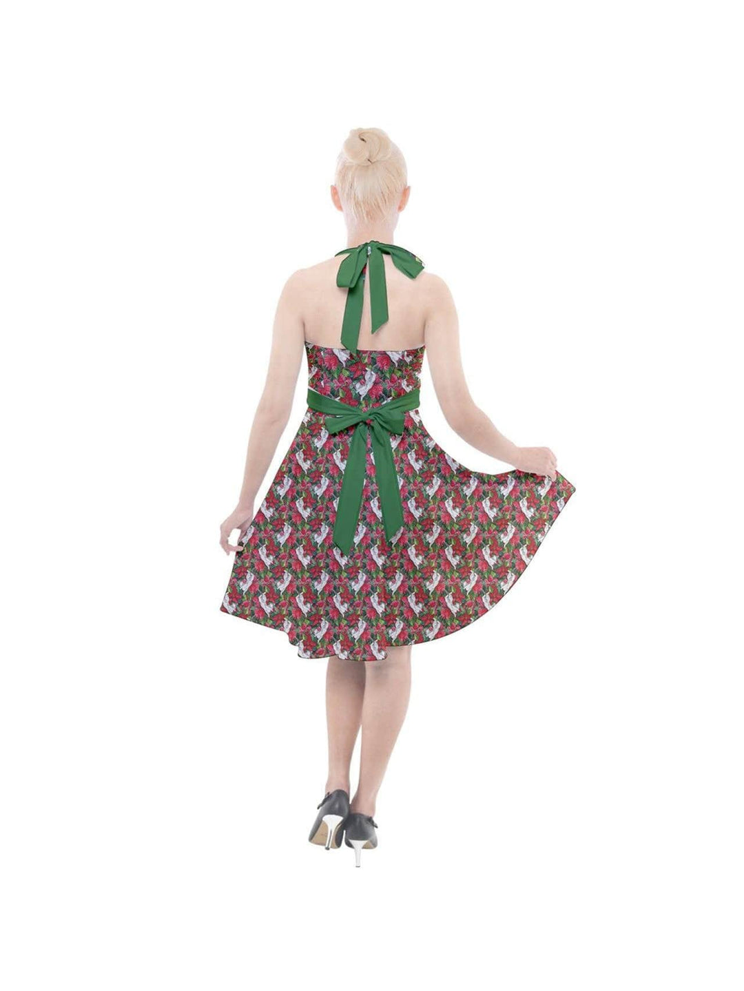 Christmas Cats Halter Party Swing Dress - Poison Arrow Retro