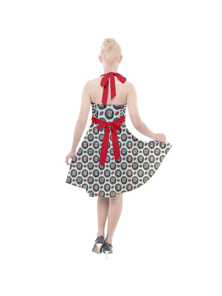 Christmas Cats Halter Party Swing Dress - Poison Arrow Retro