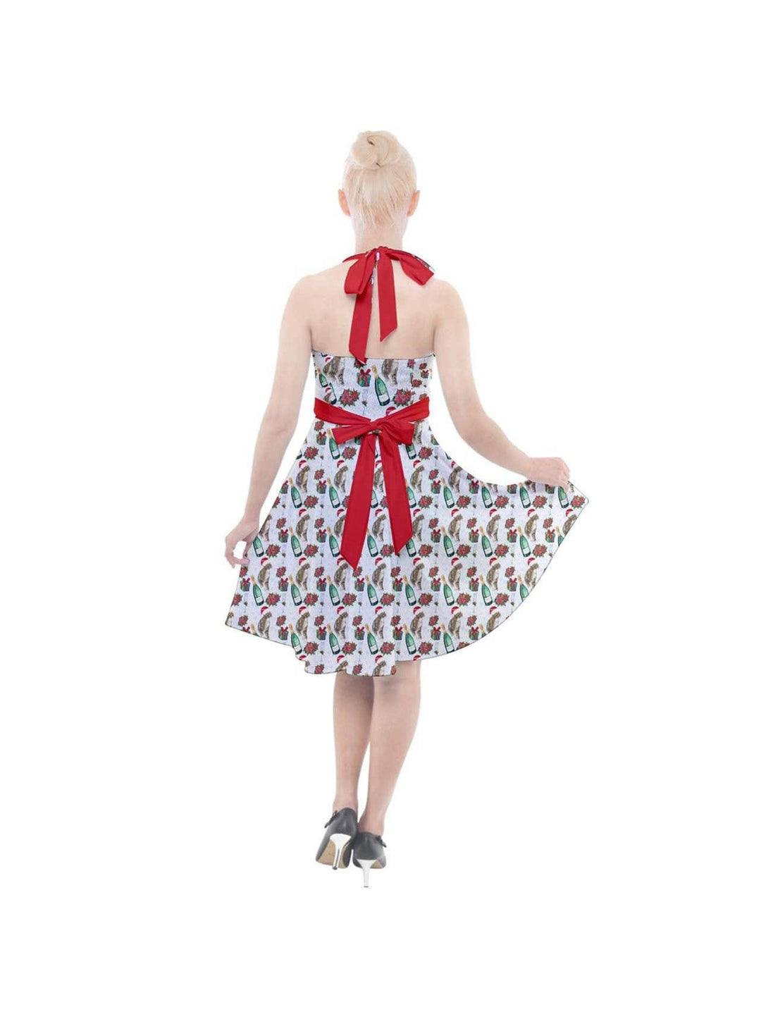 Christmas Cats Halter Party Swing Dress