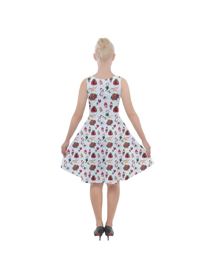 Christmas Cats Knee Length Skater Dress With Pockets - Poison Arrow Retro