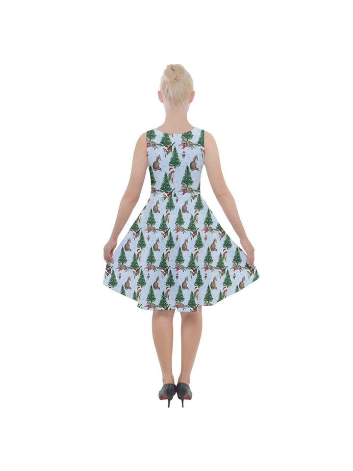 Christmas Cats Knee Length Skater Dress With Pockets - Poison Arrow Retro