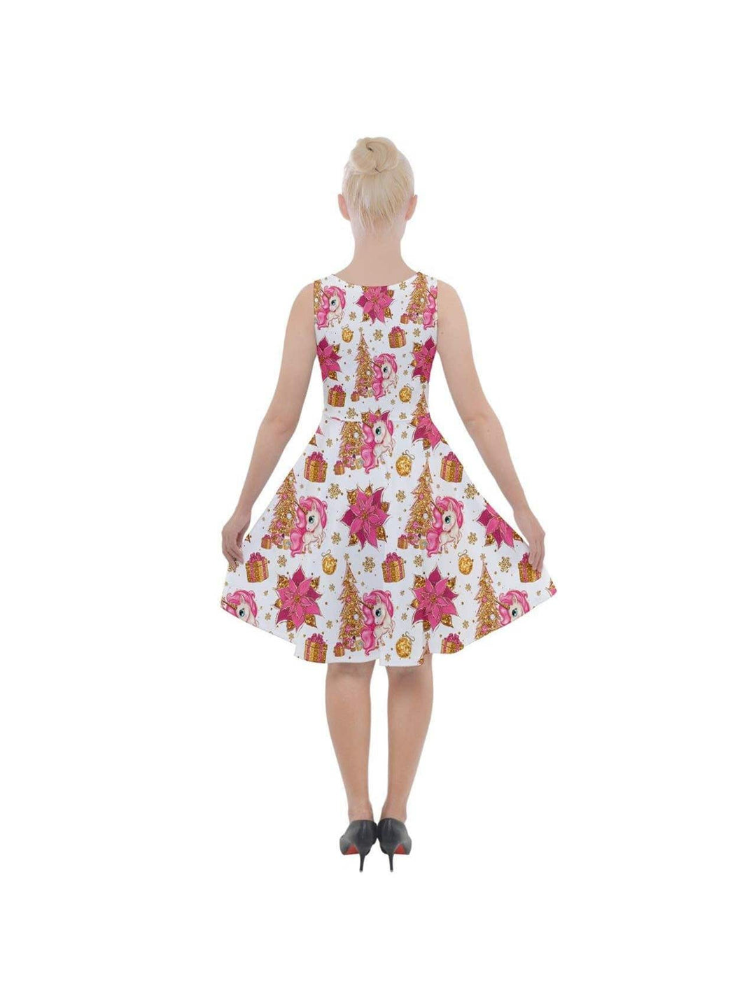 CHRISTMAS UNICORNS Knee Length Skater Dress With Pockets - Poison Arrow Retro