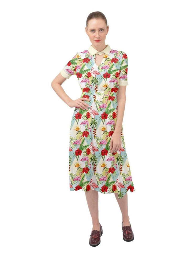 Flamingos Ava 1940s Style Vintage Dress - Poison Arrow Retro