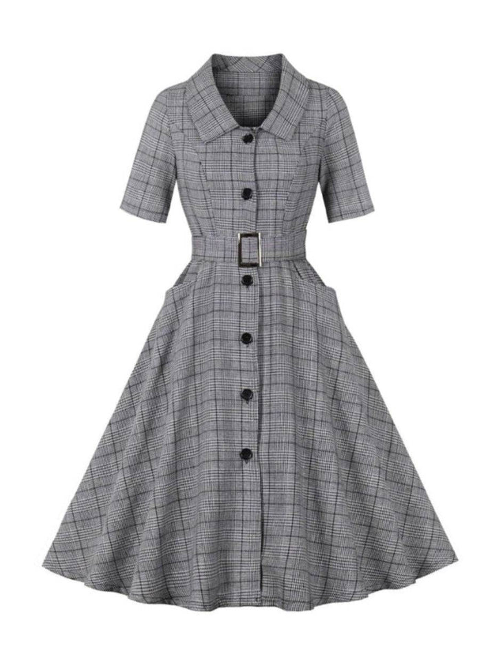 Grace Plaid Single Breasted 50s Dress - Poison Arrow Retro