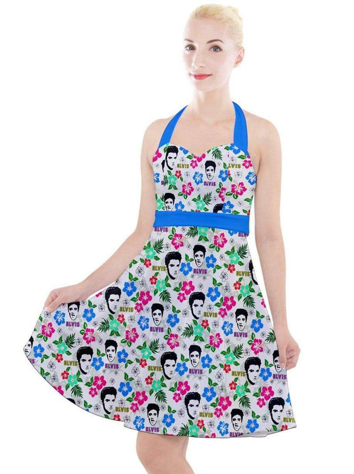 Hawaii Elvis Halter Party Swing Dress - Poison Arrow Retro