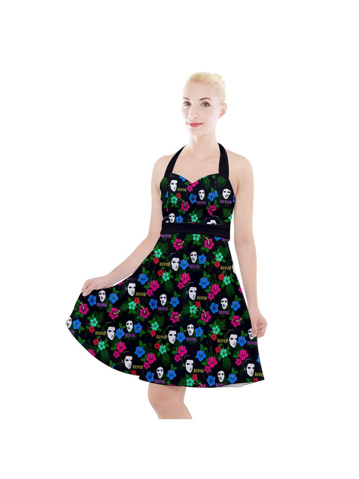 Hawaii Elvis Halter Party Swing Dress - Poison Arrow Retro