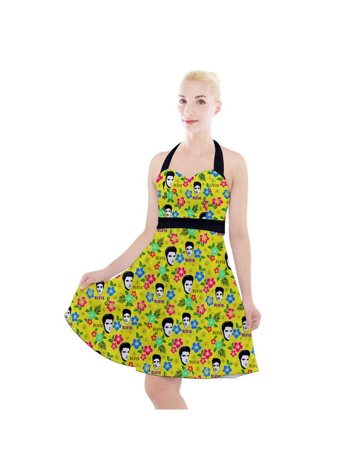 Hawaii Elvis Halter Party Swing Dress