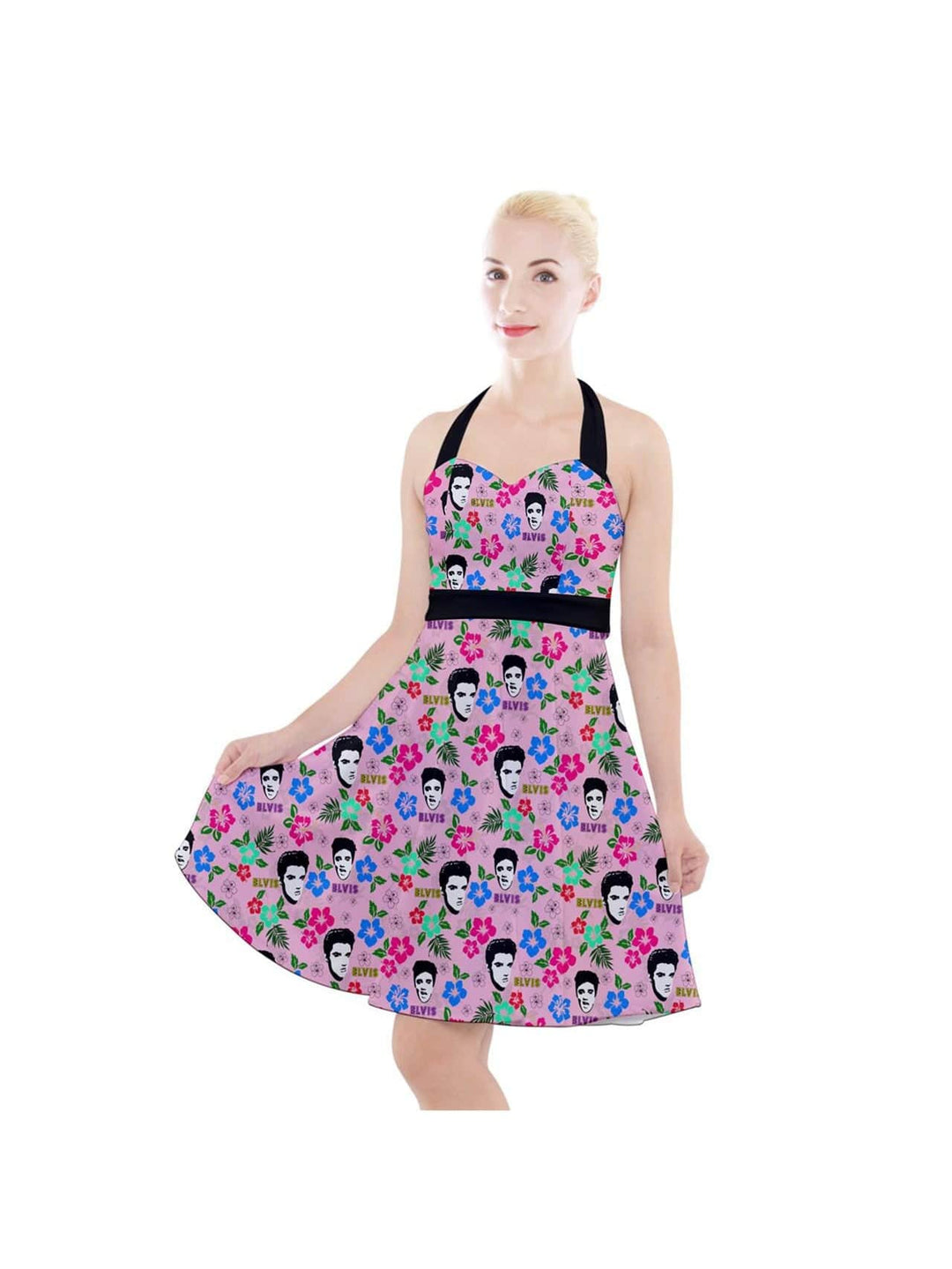 Hawaii Elvis Halter Party Swing Dress - Poison Arrow Retro