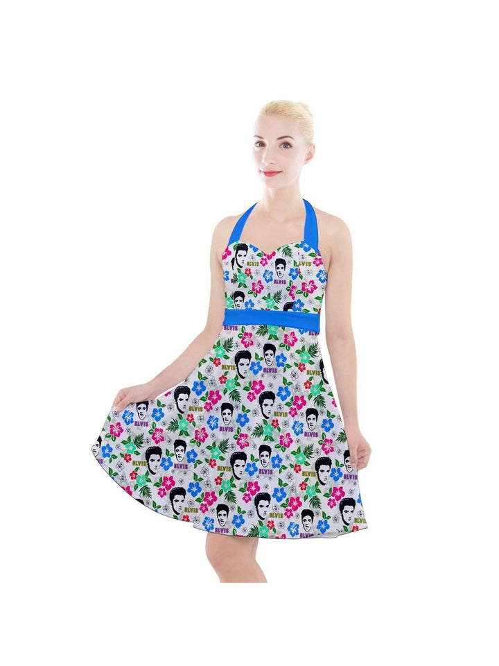 Hawaii Elvis Halter Party Swing Dress - Poison Arrow Retro