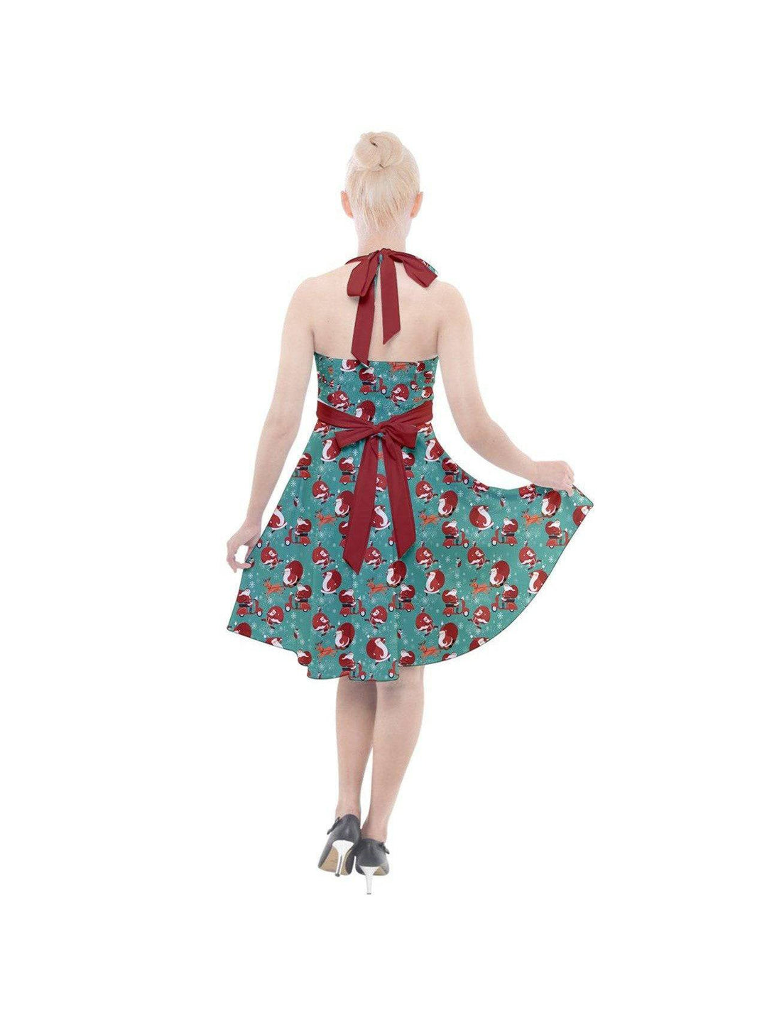 Hey Santa! Christmas Halter Party Swing Dress - Poison Arrow Retro