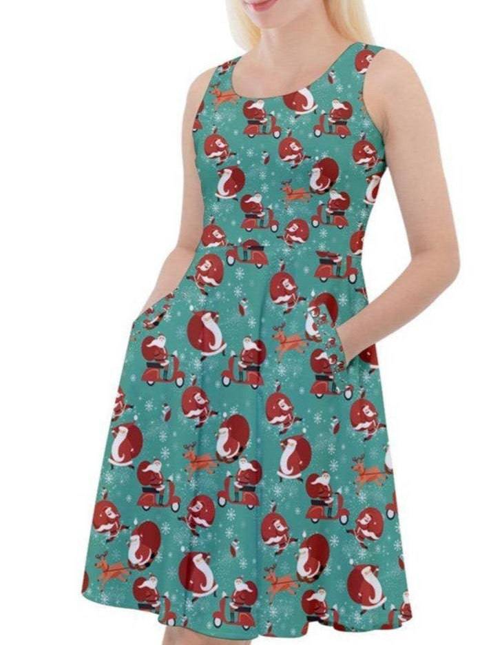 Hey Santa! Knee Length Skater Christmas Dress [IN STOCK] - Poison Arrow Retro