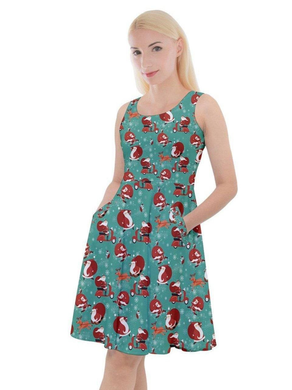 Hey Santa! Knee Length Skater Christmas Dress [IN STOCK] - Poison Arrow Retro