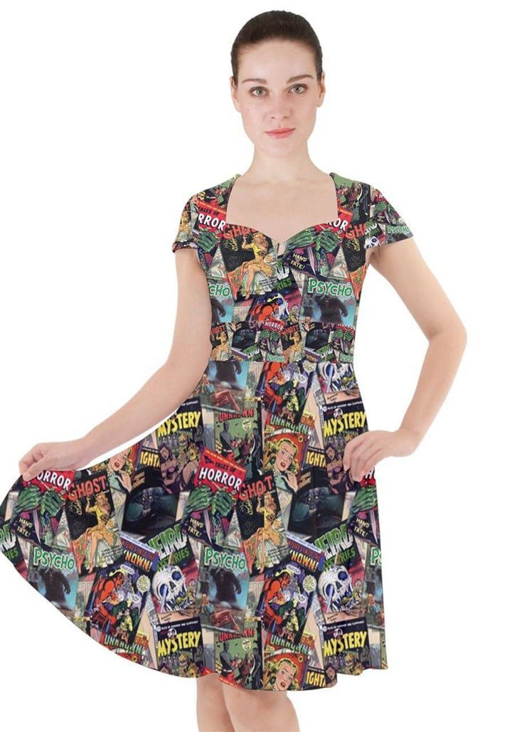 Horror Story Print Midi Dress - Poison Arrow Retro