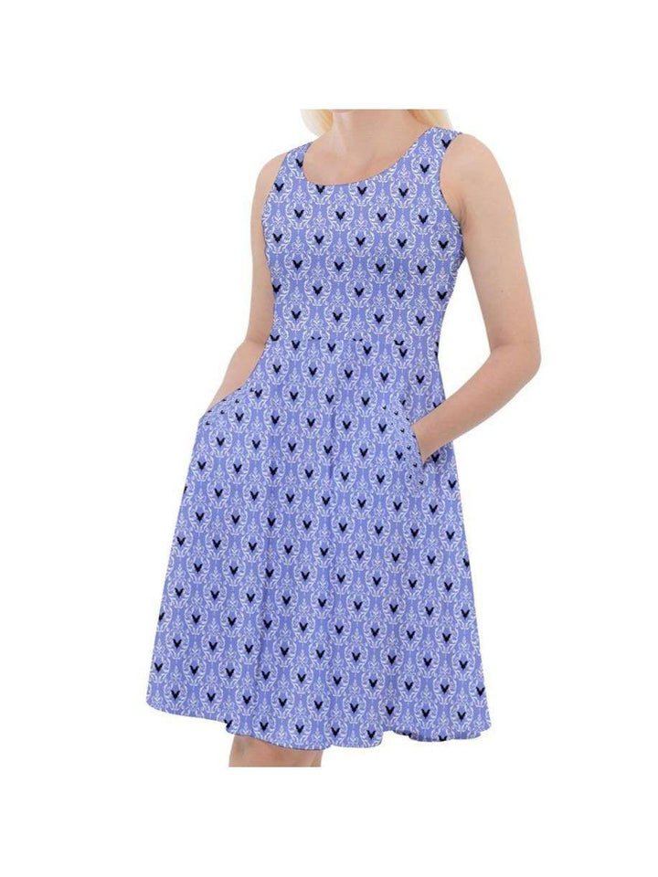 LAVENDER BATS Knee Length Skater Dress With Pockets - Poison Arrow Retro