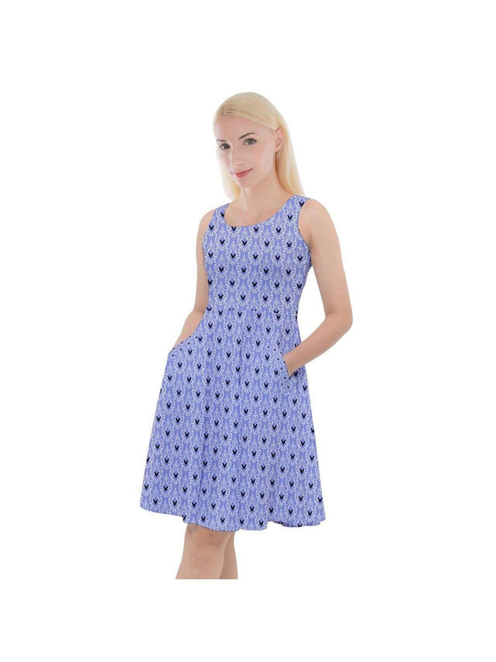 LAVENDER BATS Knee Length Skater Dress With Pockets - Poison Arrow Retro