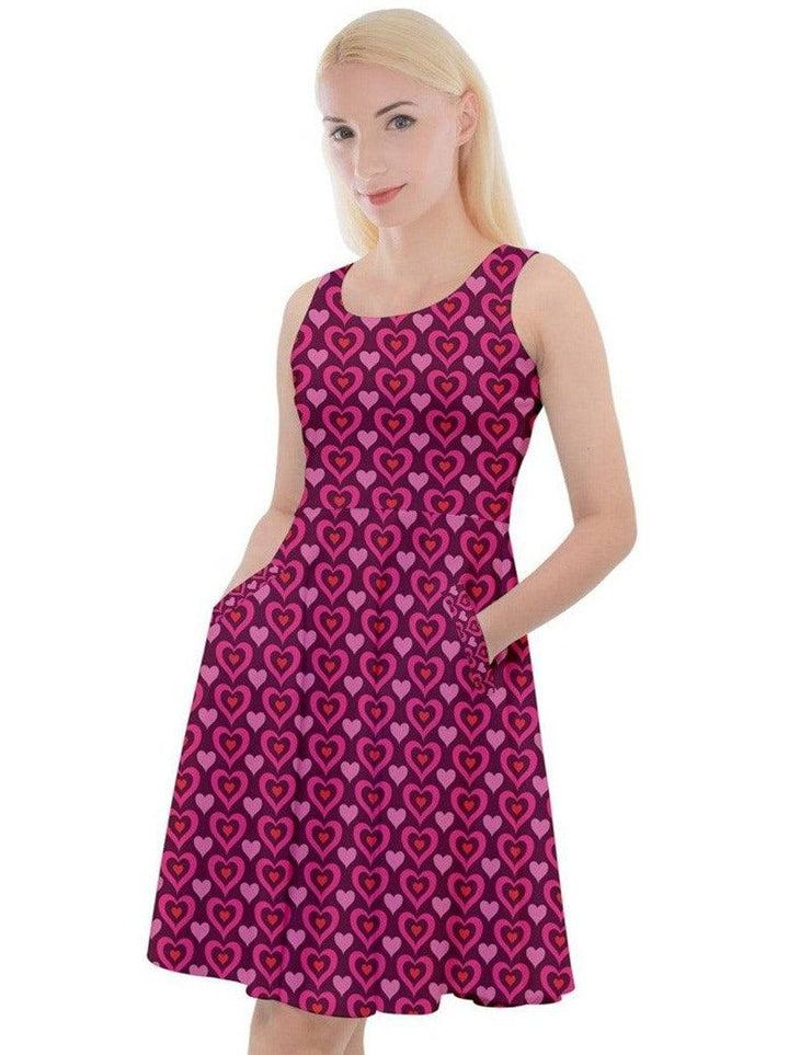 MY GROOVY VALENTINE Knee Length Skater Dress With Pockets - Poison Arrow Retro