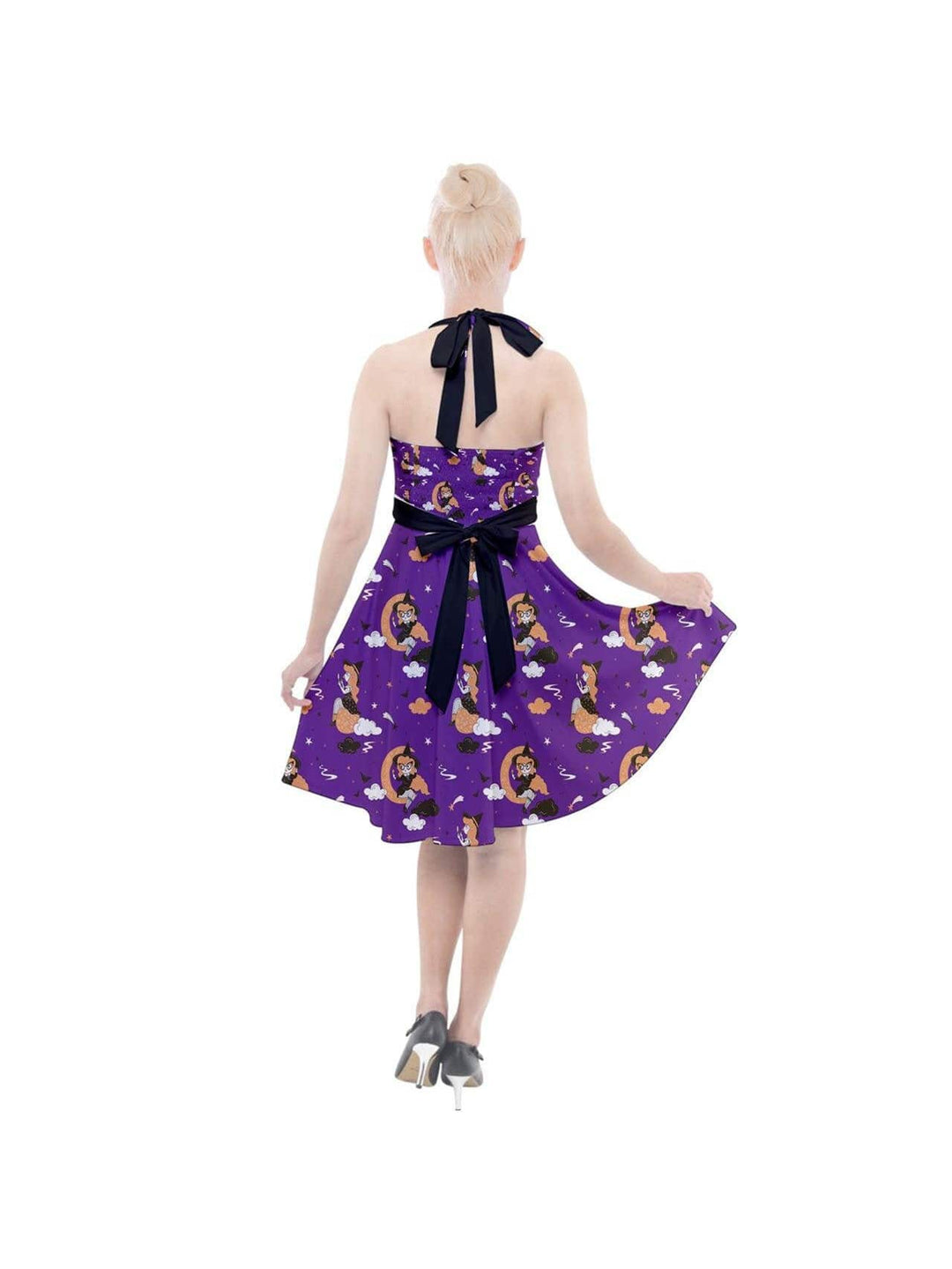 PURPLE PIN UP WITCH Halter Party Swing Dress