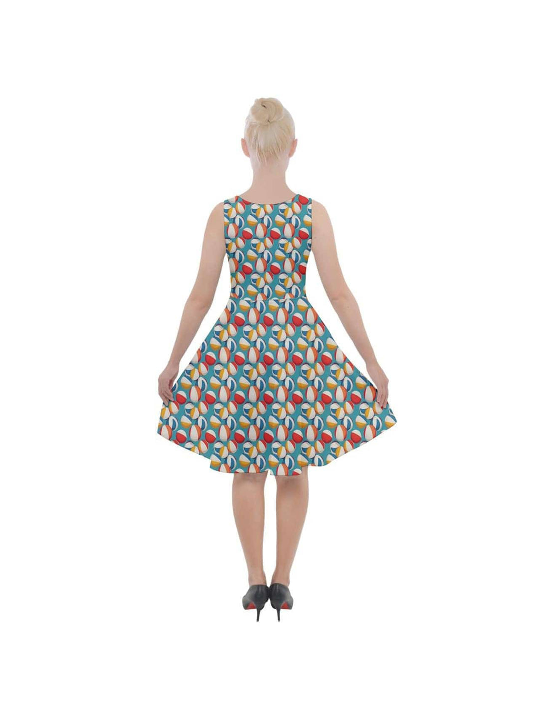 Retro Beach Balls Knee Length Skater Dress With Pockets - Poison Arrow Retro