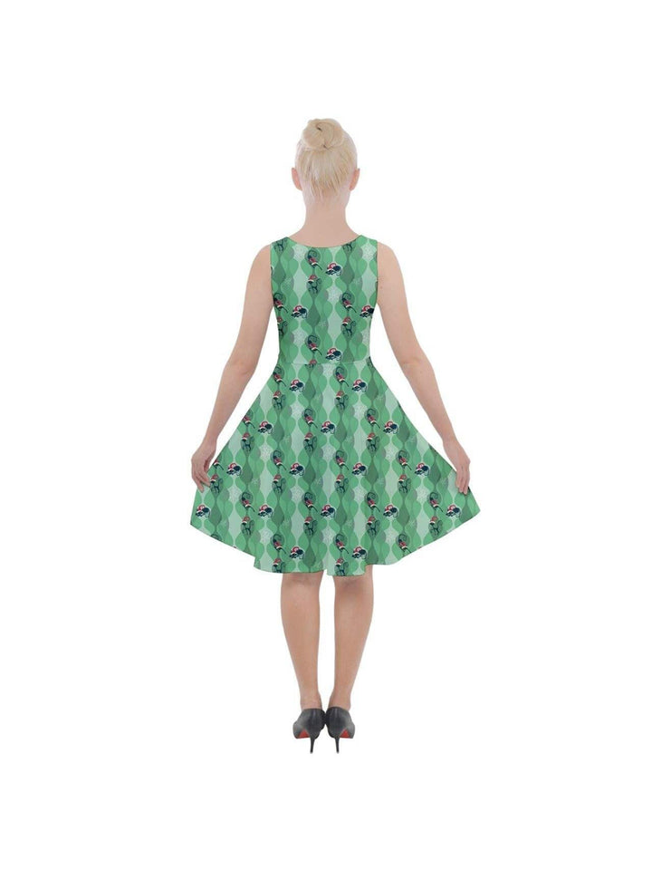 RETRO CHRISTMAS CATS KNEE LENGTH SKATER CHRISTMAS DRESS WITH POCKETS - Poison Arrow Retro