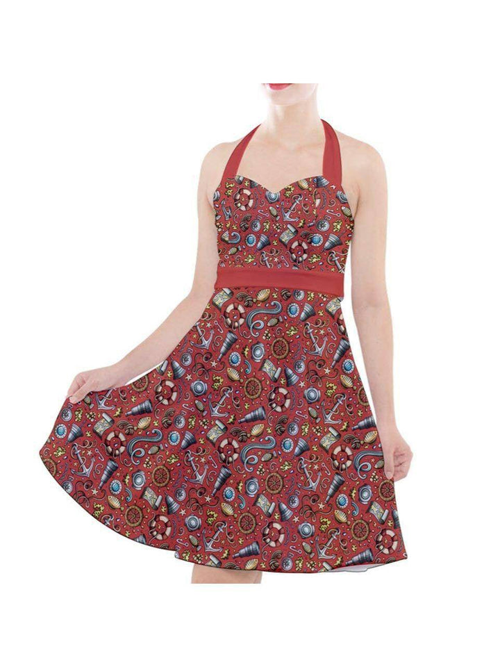 SAILORS DREAM HALTER PARTY SWING DRESS - Poison Arrow Retro