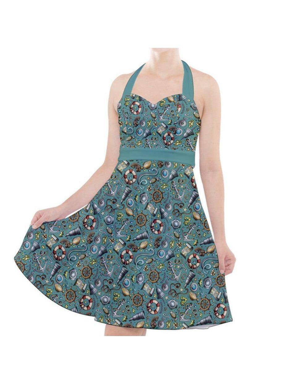 SAILORS DREAM HALTER PARTY SWING DRESS