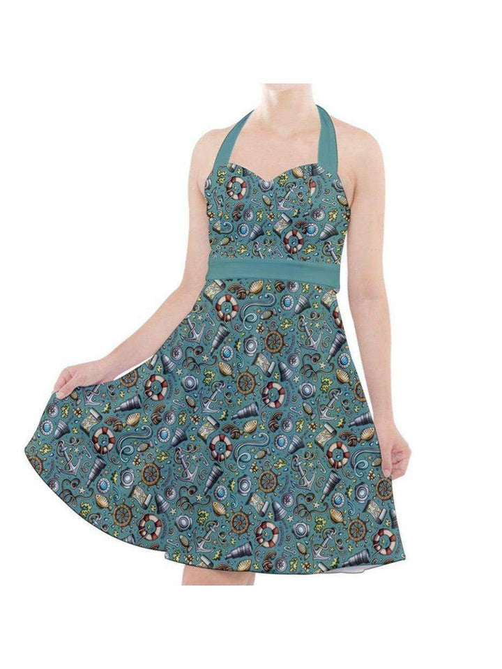 SAILORS DREAM HALTER PARTY SWING DRESS - Poison Arrow Retro